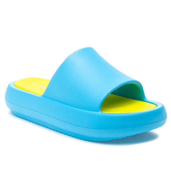 NIB J/Slides SQUISH Turquoise/Yellow Eva - Size 10 - Picture 2 of 3